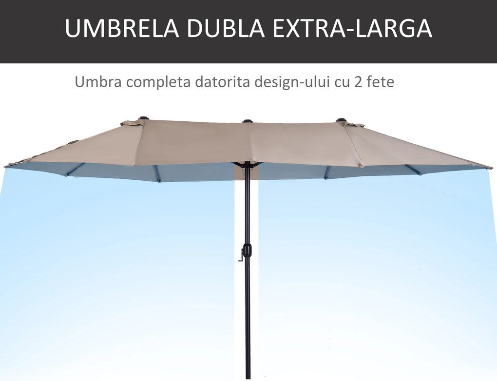 Outsunny umbrele de gradina umbrela dubla 4.6m gradina piscina | Aosom Romania