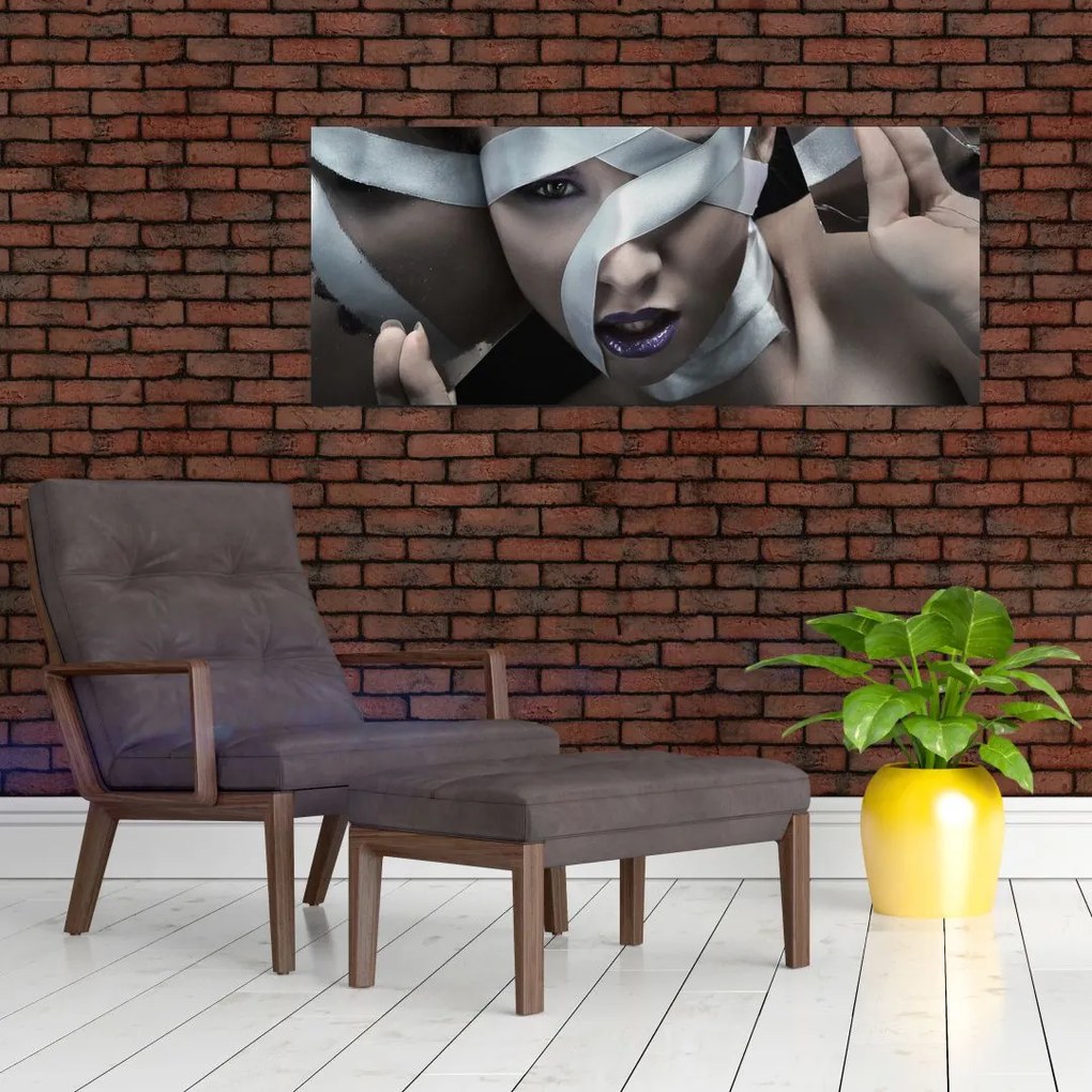 Tablou cu femeie și panglică (120x50 cm)