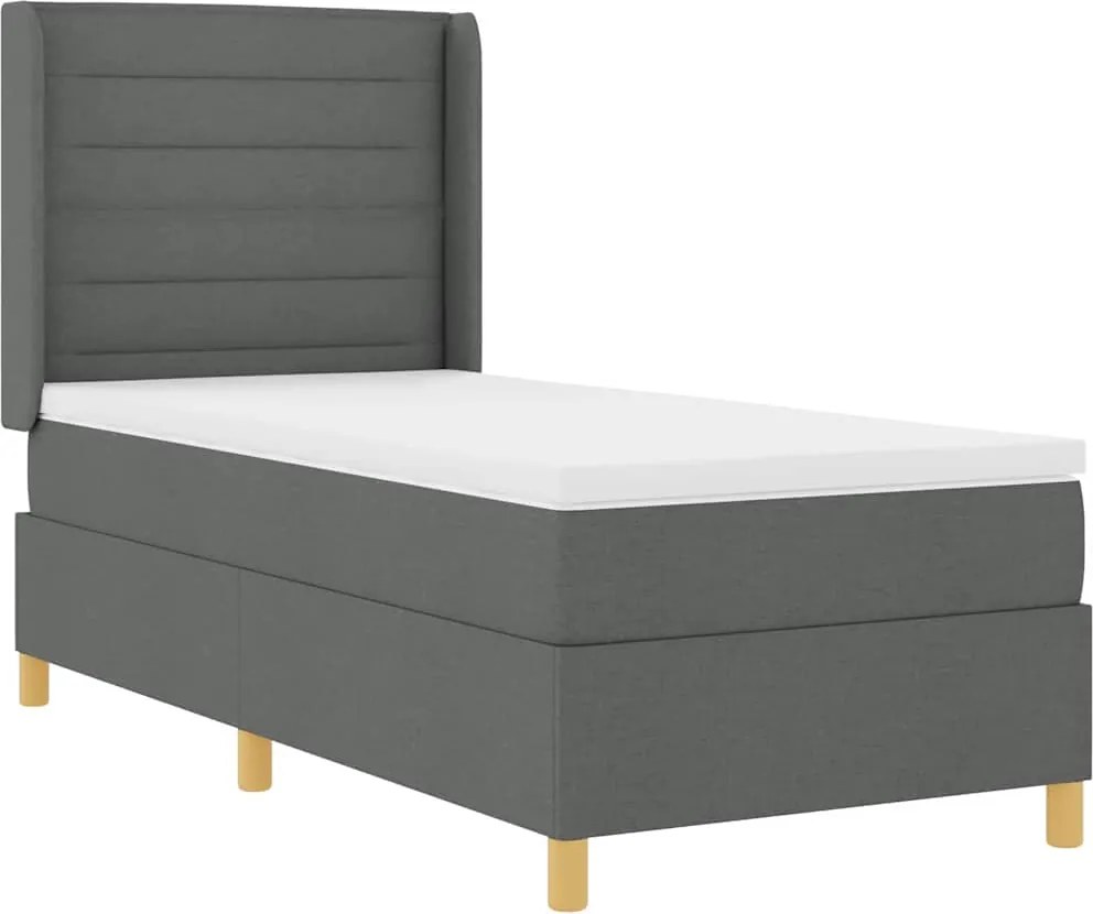 vidaXL Pat cu arcuri cu saltea cu headboard Gri 90 x 200 cm țesătură