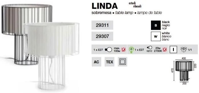 Veioza, lampa de masa Linda 29307