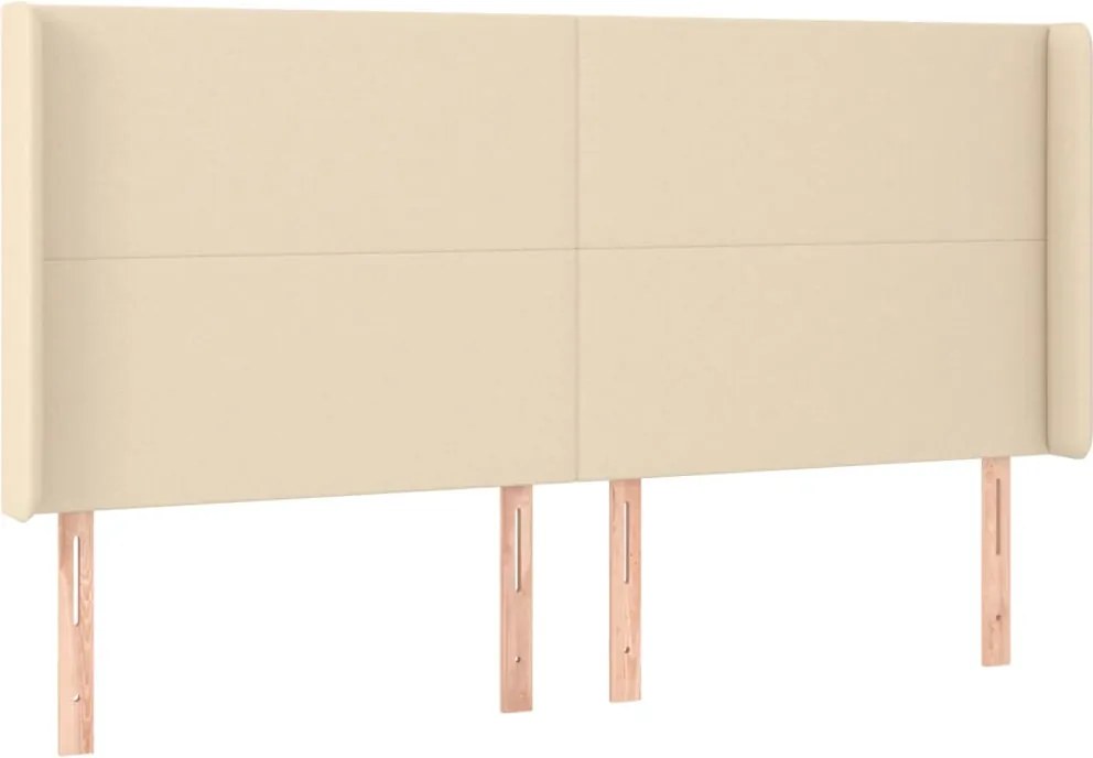 vidaXL Tăblie de pat cu aripioare, crem, 183x16x118/128 cm, textil