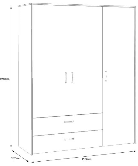 Dulap URO 152 x 190 cm, stejar artisan/alb