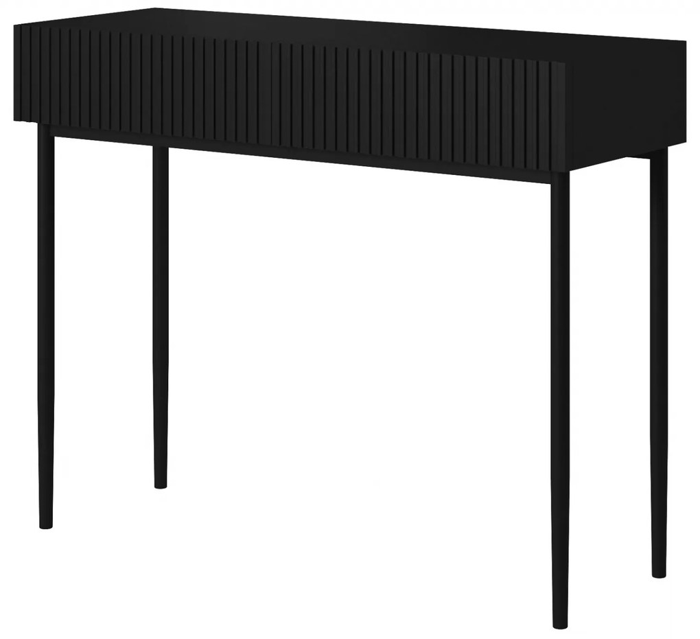 Masa de toaletă cu sertare Nicole 100 cm - negru mat / picioare negre