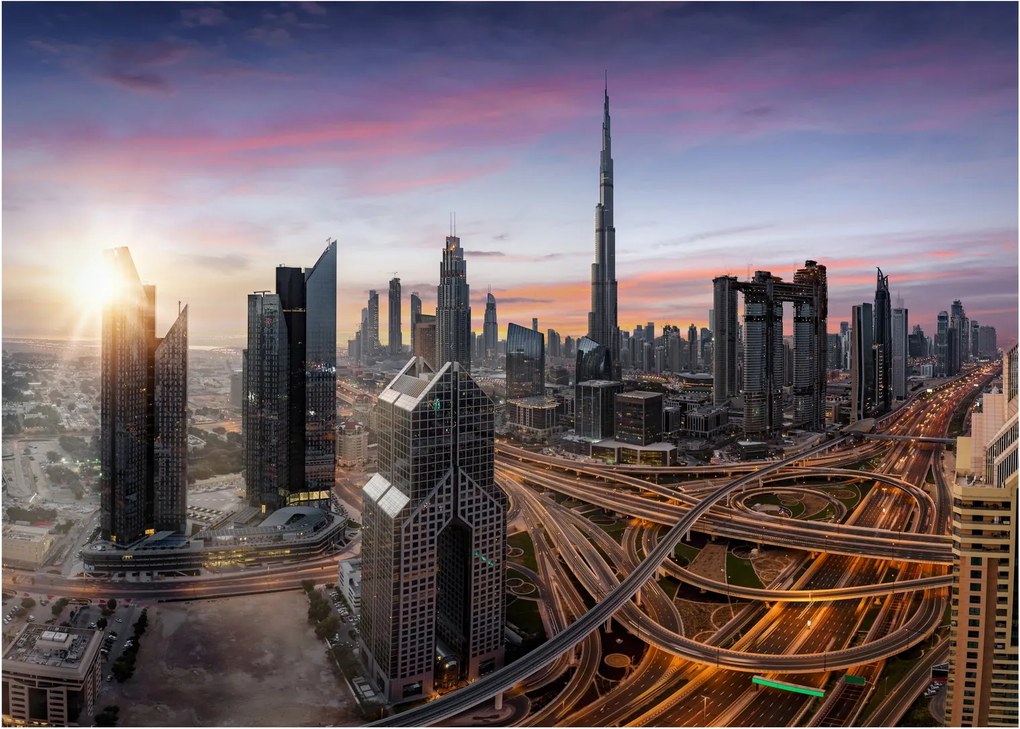 Tablou pe sticlă - Panorama din Dubai (70x50 cm)