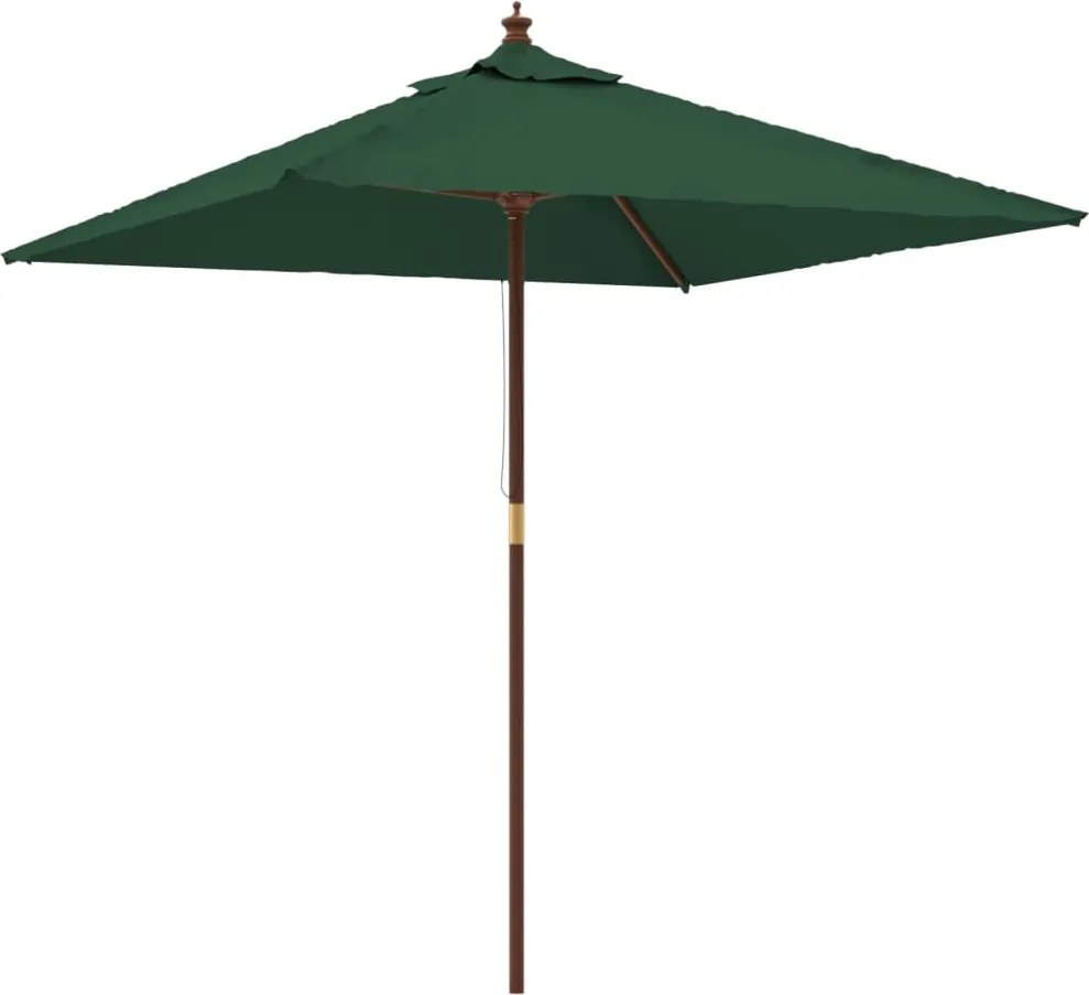 vidaXL Umbrelă soare de grădină stâlp din lemn verde 198x198x231 cm
