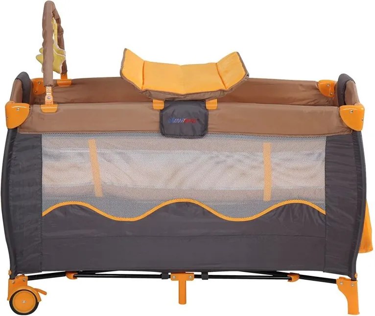 Pătuț de călătorie, portocaliu/gri
