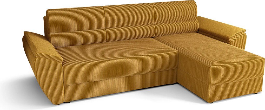 Coltar extensibil de colt TAVERO, mustar, reversibil, 251x140 cm