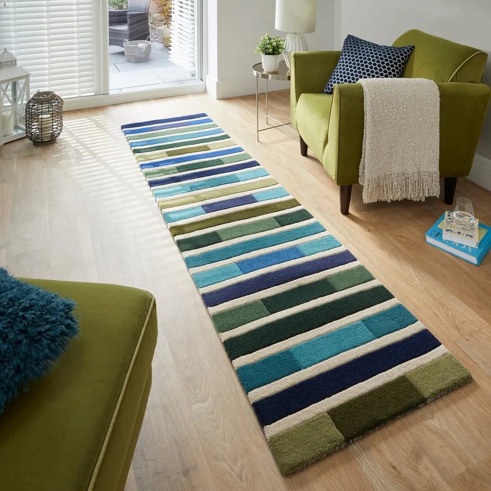 Covor verde din lână 230x60 cm Piano - Flair Rugs