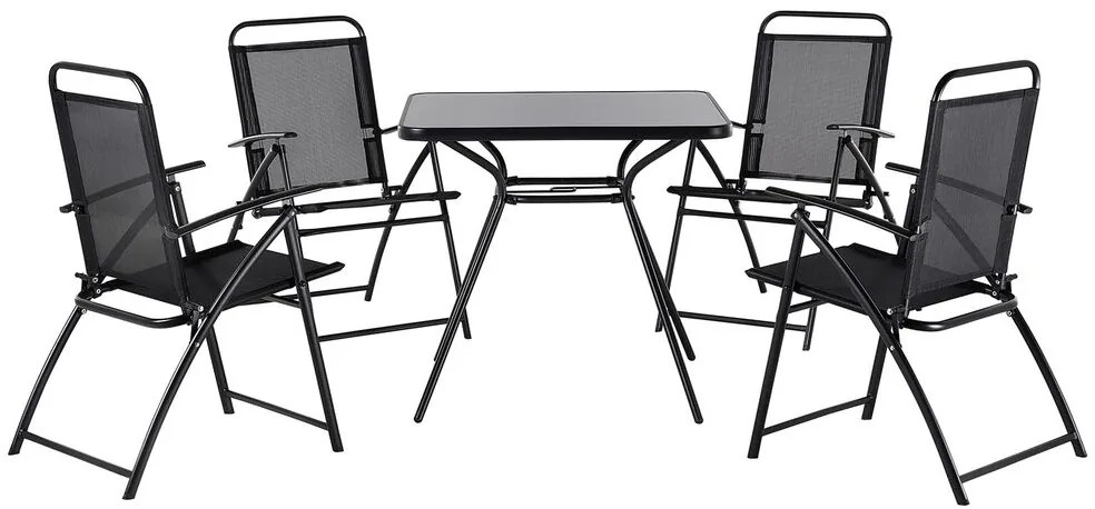 Set de masă pentru grădină Love (negru) (4 scaune). 1011671