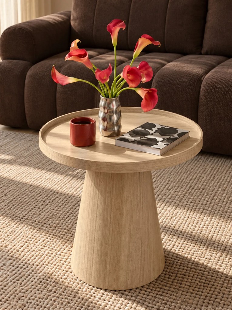 Măsuță de cafea rotundă Tiliana 45 cm - natural