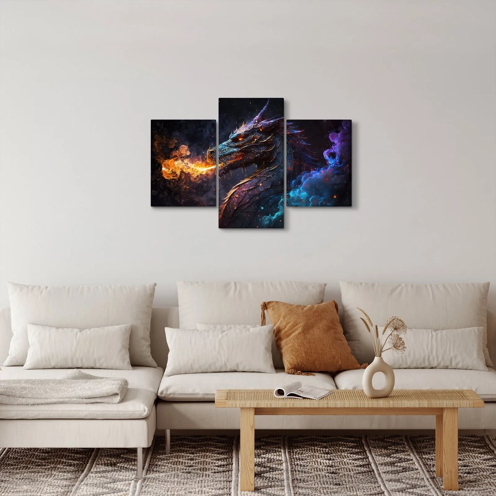 Tablou - Dragon scuipând flăcări (90x60 cm)