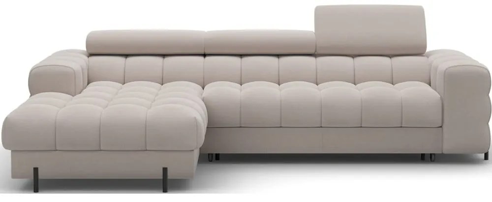 Colțar bej extensibil/cu spațiu de depozitare cu tapițerie din catifea (cu colț pe partea stângă/cu șezlong) Felro – ELTAP