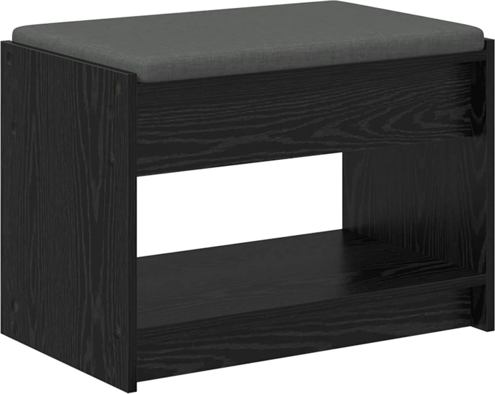 vidaXL Bancă pentru hol cu pernă cu raft Stejar Negru 63 x 38 x 45 cm