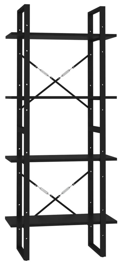 806438 vidaXL Bibliotecă cu 4 rafturi, negru, 60x30x140 cm, PAL