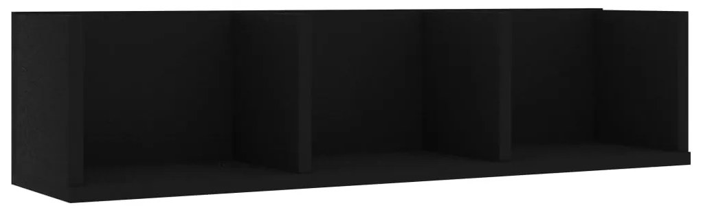 801311 vidaXL Raft de perete CD-uri, negru, 75 x 18 x 18 cm, PAL