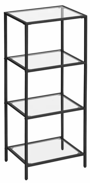 Etajera cu 4 rafturi, metal / sticla temperata, negru, Vasagle