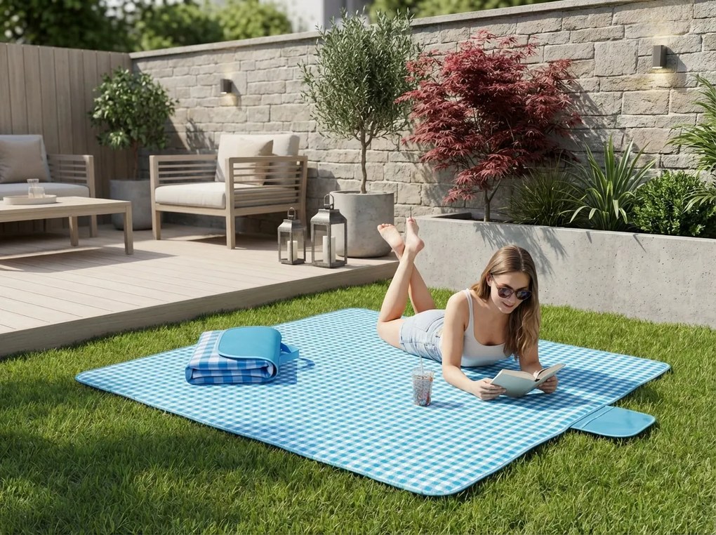 Saltea de plaja pliabila pentru picnic PIKNIX 145x200 cm - mai multe culori Culoare: Albastru