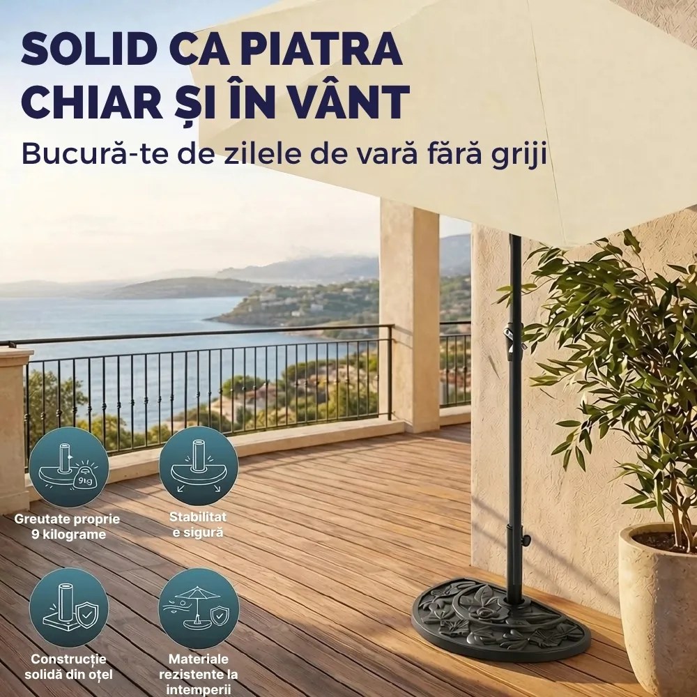 Suport pentru umbrelă SUMMER, semicircular, negru Deuba