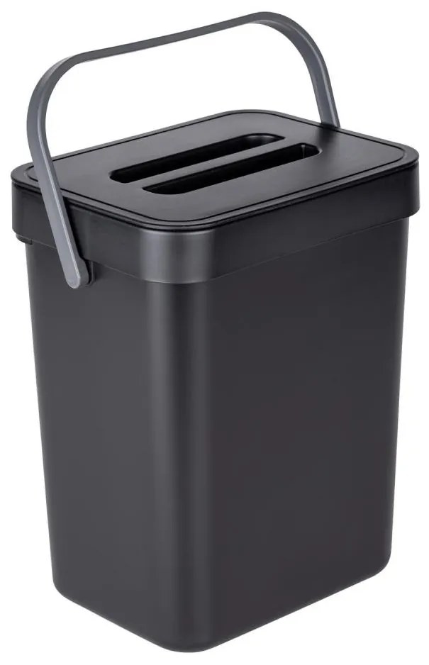 WENKO 55027100 - Coș de gunoi Black Outdoor Kitchen, 19 x 24 cm, negru/gri/transparent