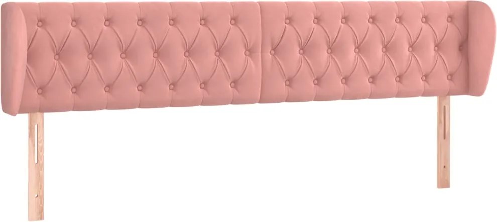 vidaXL Tăblie de pat cu aripioare roz 183x23x78/88 cm catifea