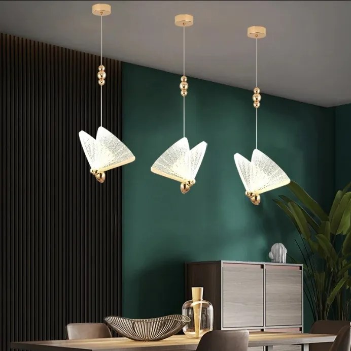 Lustra Pendul Led, Fluture Gold