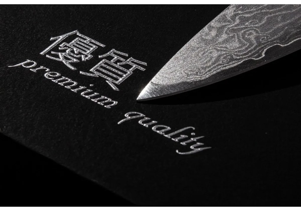 Set de cuțite G21 Damascus Premium în bloc debambus, 4 bucăți + piatră de ascuțit