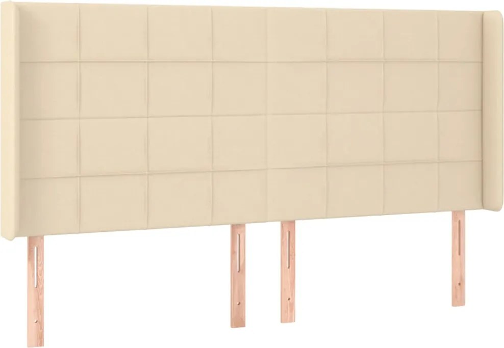 vidaXL Tăblie de pat cu aripioare, crem, 183x16x118/128 cm, textil