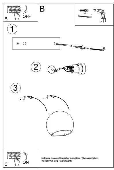 Aplică GLOBE 1xE27/60W/230V albă Sollux SL.1026