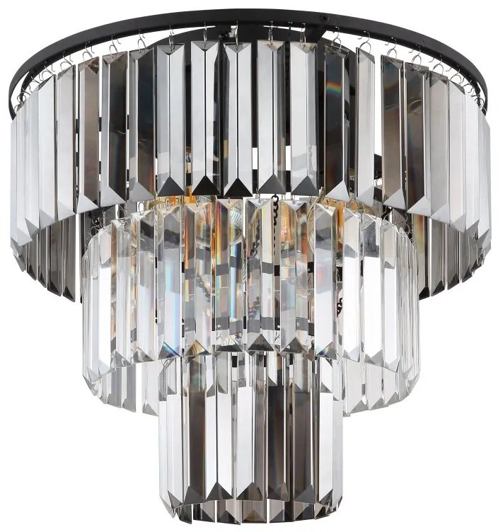 Lustra aplicata design modern NAXIS 3L negru/fumuriu