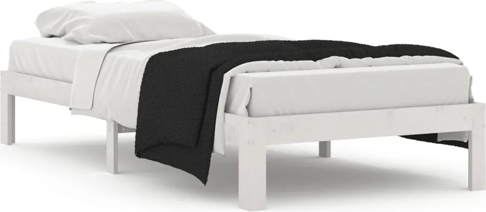 vidaXL Cadru de pat, alb, 90x200 cm, lemn masiv de pin