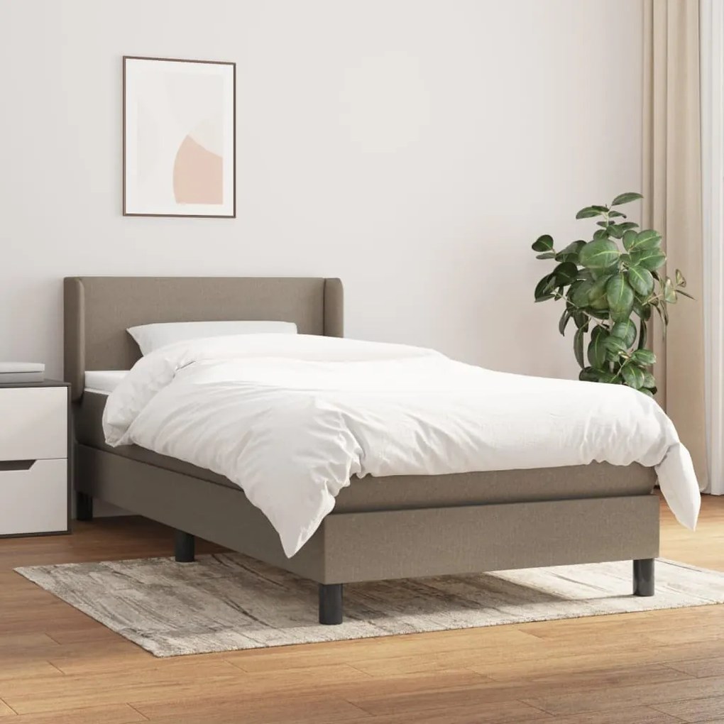 3129509 vidaXL Pat box spring cu saltea, gri taupe, 80x200 cm, textil