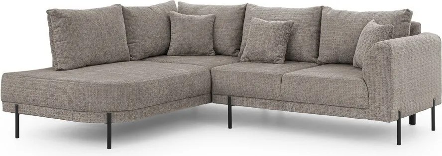 Colțar taupe cu tapițerie din chenille (cu colț pe partea stângă/în formă de ”L”) Mauris – Ropez