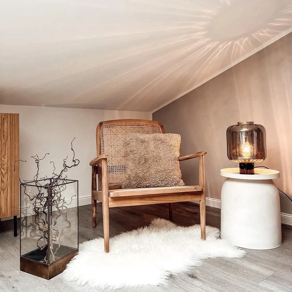 Lampă de masă de design neagră cu sticlă fumurie - Qara