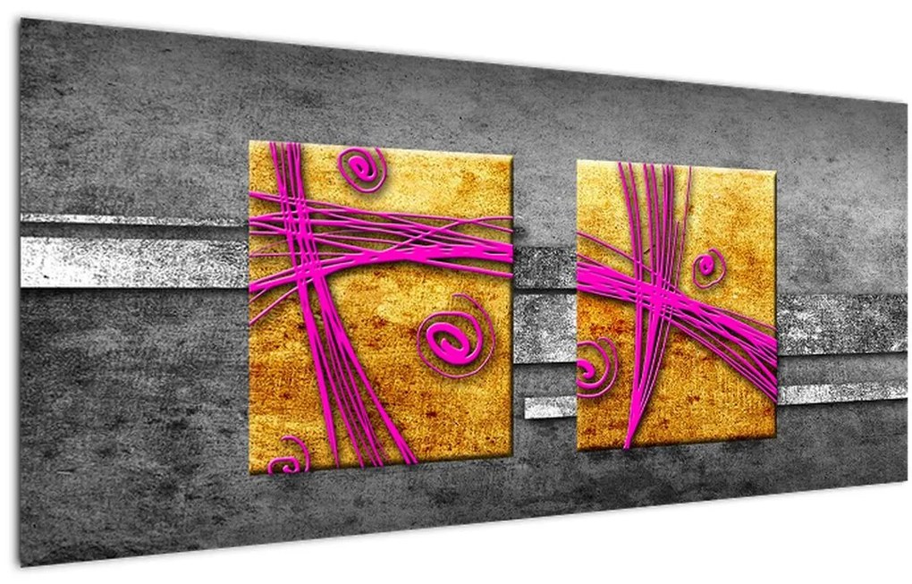 Tablou - Pătratr colorate pe fond negru (120x50 cm)