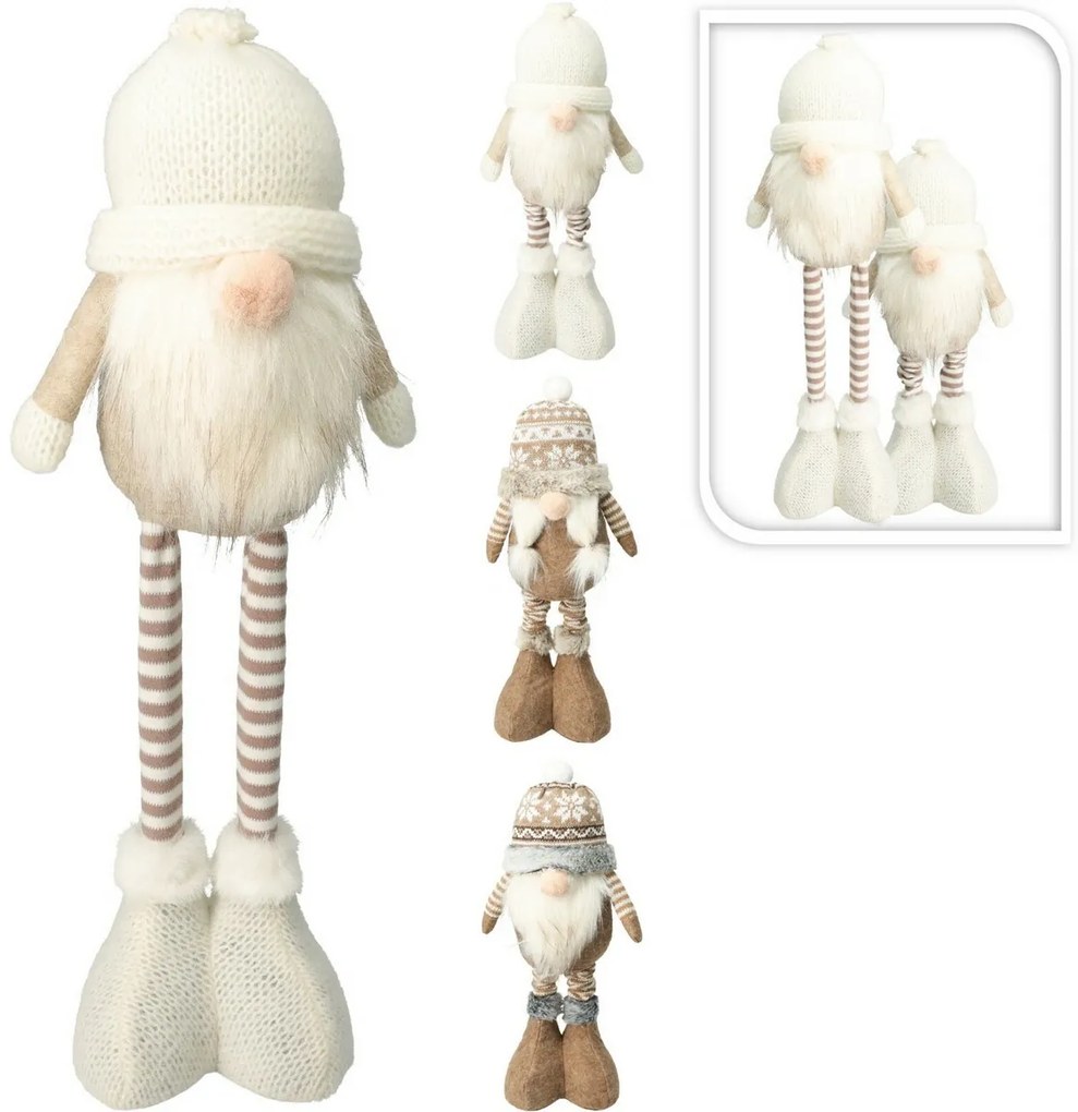 Spiriduș de Crăciun în picioare Dorin, picioaretelescopice, 48 cm, crem