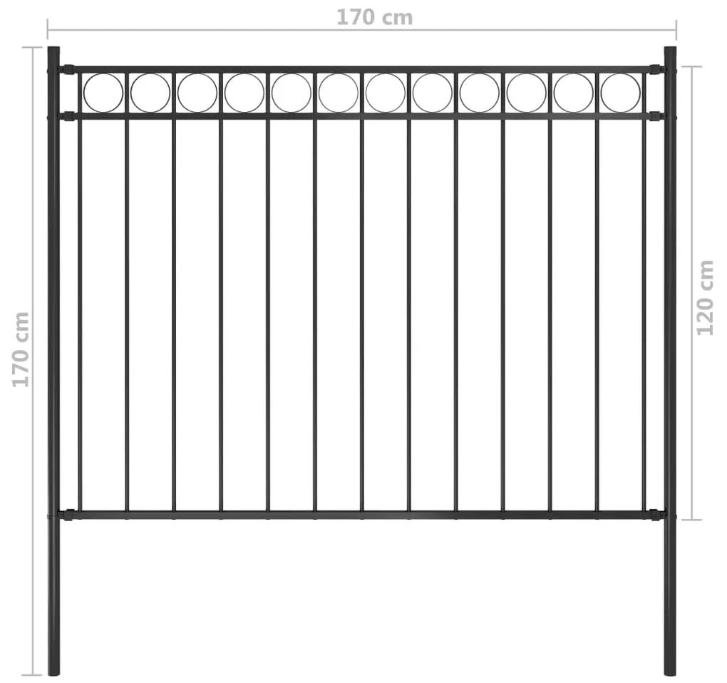 Gard de gradina, negru, 1,7 x 1,2 m, otel 1, 1.7 x 1.2 m