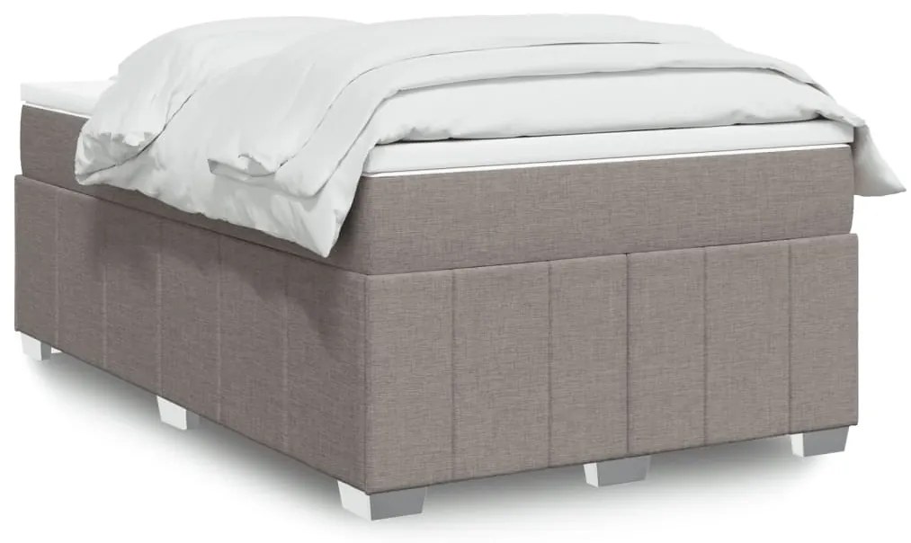 vidaXL Pat box spring cu saltea, taupe, 120x190 cm material textil