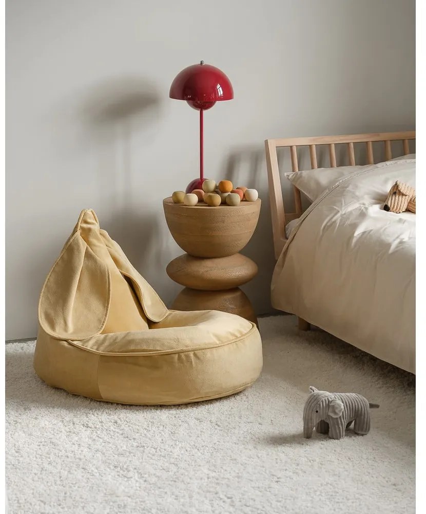 Fotoliu puf pentru copii galben cu tapițerie din catifea Bunny – Wigiwama