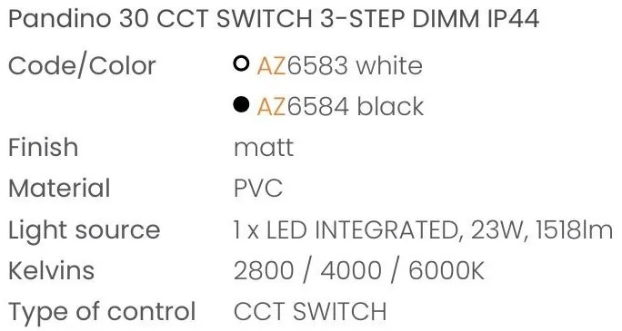 Plafoniera LED CCT, Protectie IP44 PANDINO 30cm negru