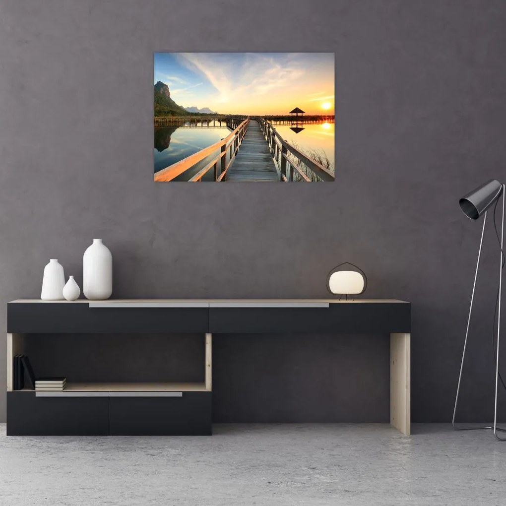 Tablou ponton din lemn (70x50 cm)