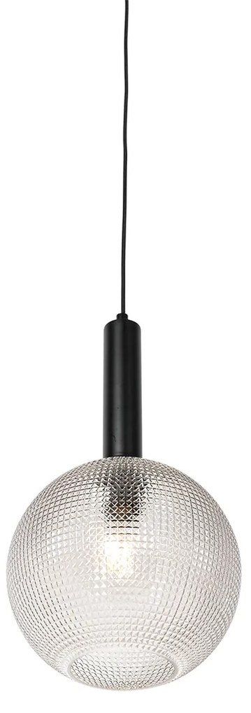 Lampă pendantă de design neagră cu sticlă fumurie - Chico