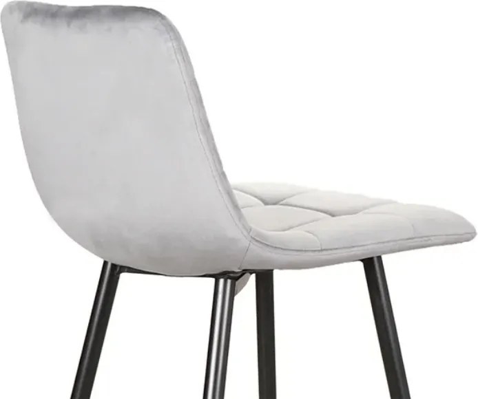Scaun de bar gri MILA VELVET cu picioare negre
