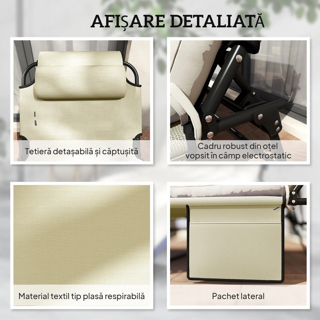 Outsunny Sezlong pliabil cu spatar inclinabil pe 4 nivele, Scaun | Aosom Romania