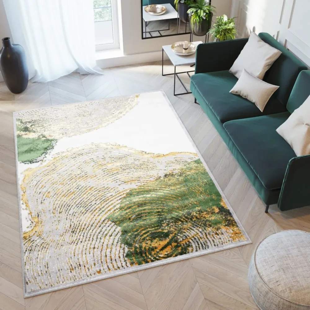 Covor alb și verde la modă cu model auriu Lăţime: 80 cm | Lungime: 150 cm