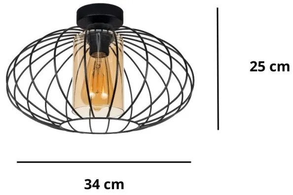 Lustră aplicată CORRINI 1xE27/60W/230V d. 34 cm negru/bej