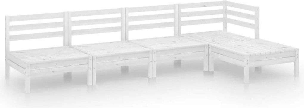 vidaXL Set mobilier de grădină, 5 piese, alb, lemn masiv de pin