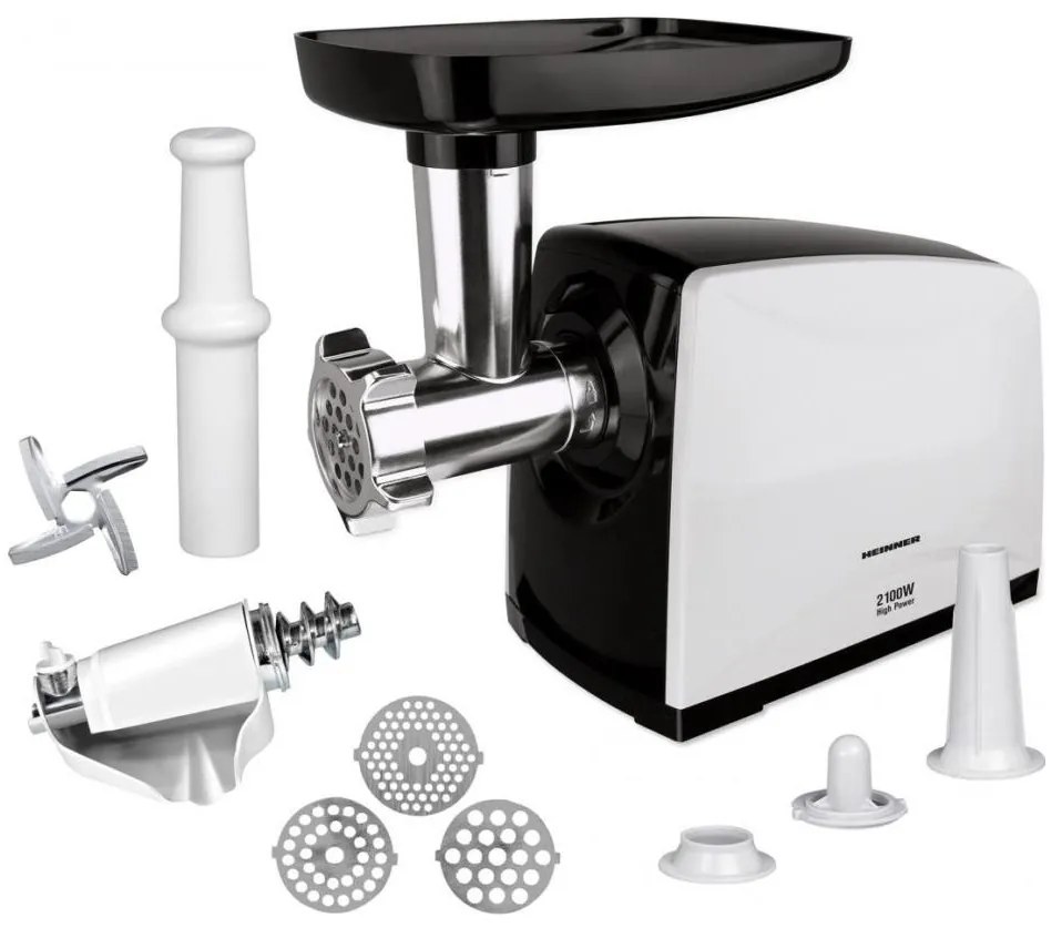 Heinner MG-2100BKWH - Mașină de tocat carne 2100 W/230 V, negru/alb