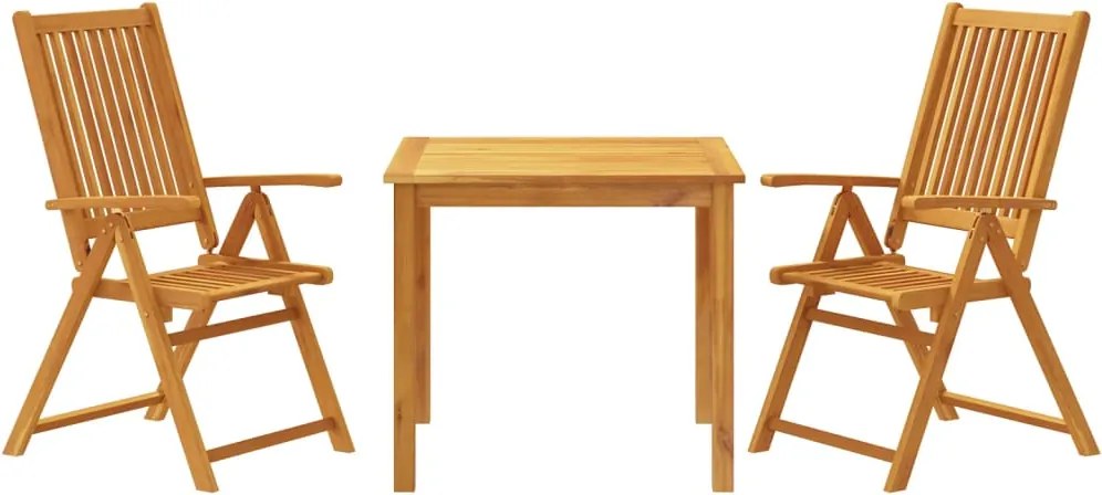vidaXL Set mobilier de grădină, 3 piese, 85x85x74 cm, lemn masiv de acacia