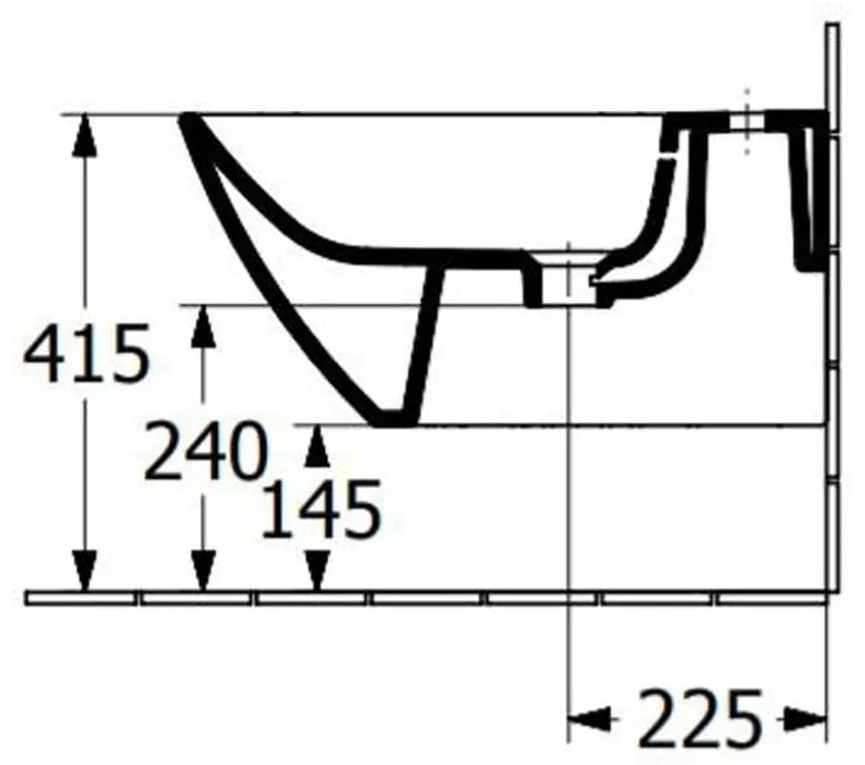 Bideu suspendat 560x375 mm, cu preaplin, orificiu pentru baterie, alb alpin
