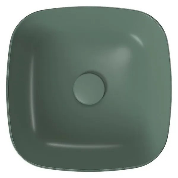 Lavoar pe blat verde mat 38 cm, patrat, Cersanit Larga Verde mat